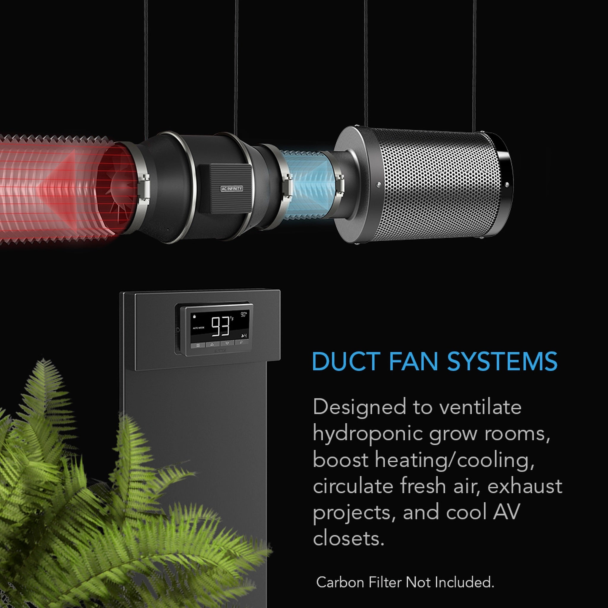 AC INFINITY CLOUDLINE QUIET INLINE DUCT SYSTEM T4 FAN & TEMPERATURE AND HUMIDITY CONTROLLER 4"