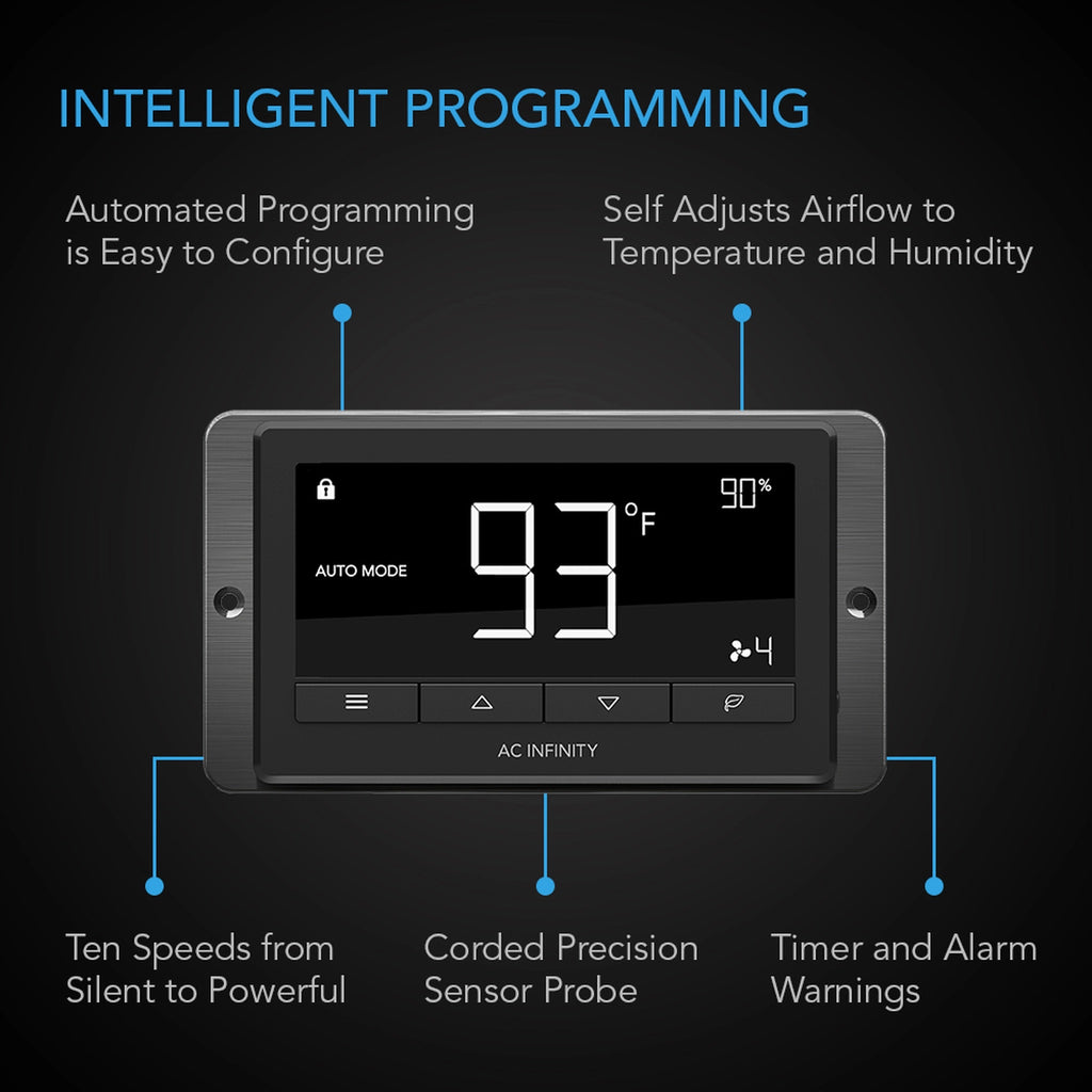 AC INFINITY CLOUDLINE QUIET INLINE DUCT SYSTEM T4 FAN & TEMPERATURE AND HUMIDITY CONTROLLER 4"